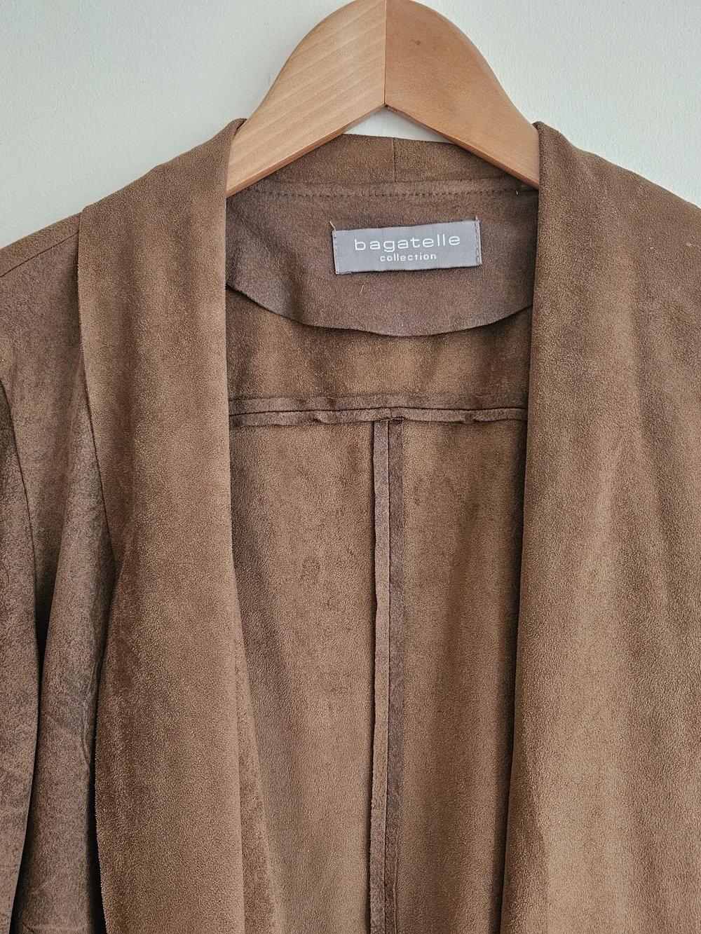 bagatelle Brown Suede Draped Open Jacket - Picture 3 of 10